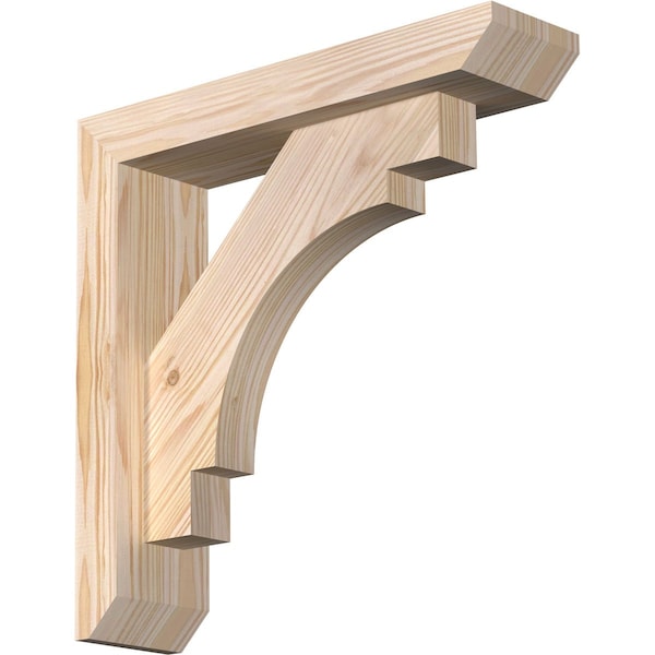 Ekena Millwork Merced Slat Smooth Bracket w/ Offset Brace, Douglas Fir, 3 1/2"W x 14"D x 14"H BKT0402X14X14MRC06SDF - main